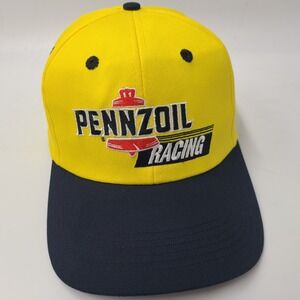 Vintage Pennzoil Racing Hat Strapback K-Products Yellow Black NASCAR Cars Men